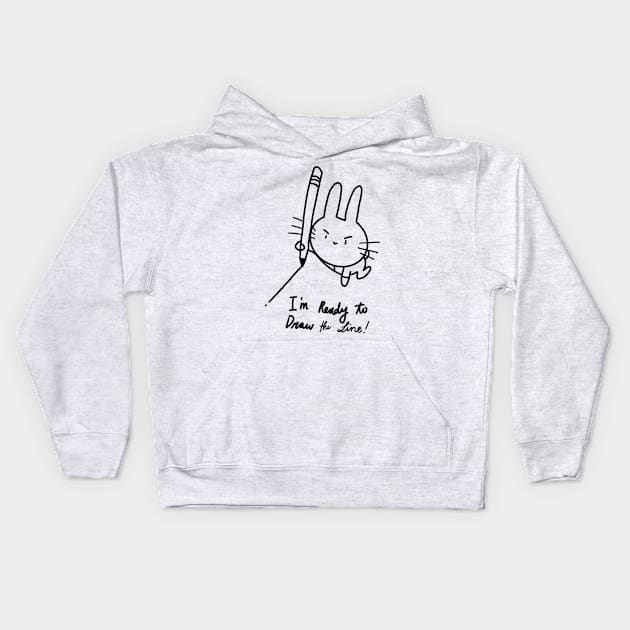 Witty Bunny Draws the Line Kids Hoodie by WittyBunny